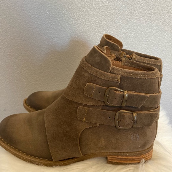 Born Brown Leather Ankle Boots with Buckle Straps Moraga Suede Boot - Picture 7 of 12